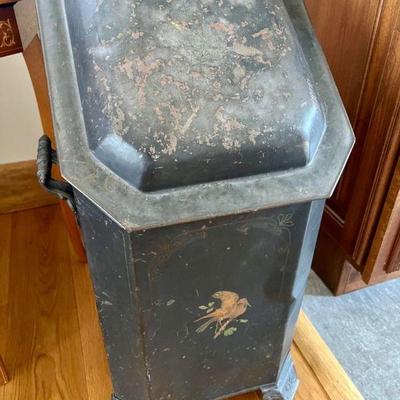 Vintage metal fireplace ash bin