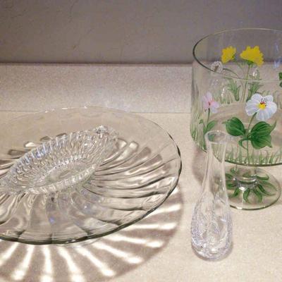 Beautiful glass cake stand handpainted trifle dish