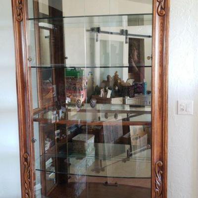 Beautiful wood carved mexican curio cabinet