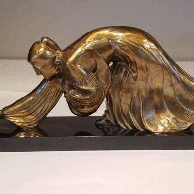The corn planter' brass sculpture signed:numbered