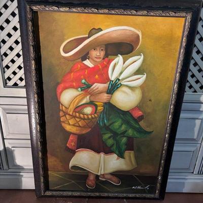 W hamel painted mexican woman on canvas