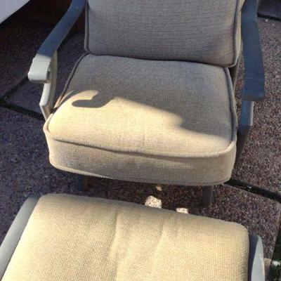 Rocking metal patio chair with footrest