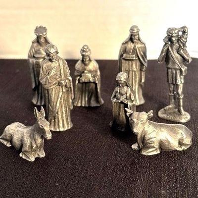 Pewter metal nativity figures