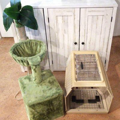 Pet crate and tropical cat stand