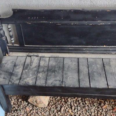 Black outdoor wood bench