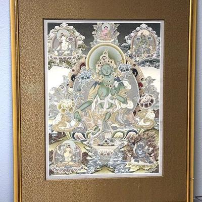 Thangka green tara" tibetan buddhist goddess of compassion