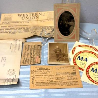 Military theme collectibles tin types carte de visite & more
