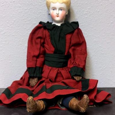 Antique parian doll with leather hands feet