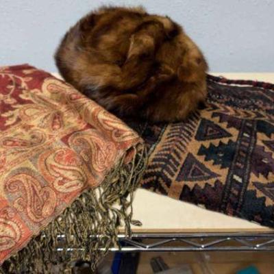 George ross fur hat baluch bag & pashmina