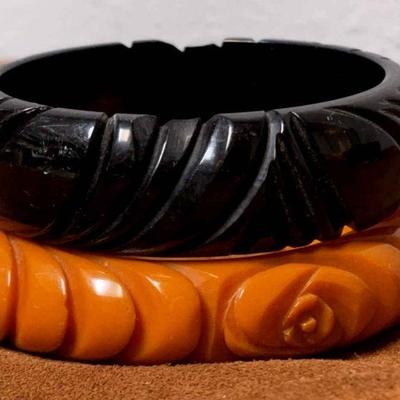 Black butterscotch bakelite bangles