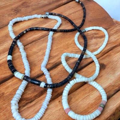 Heishi beads puka shell necklaces
