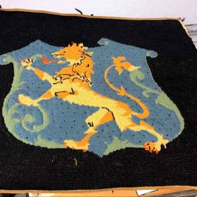 Heraldic lion rampant needlepoint