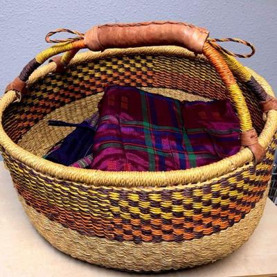Bolga basket with linens