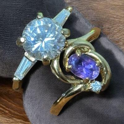 Rings studs amethyst & tourmaline