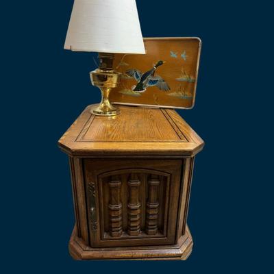 Oil lamp table & tray