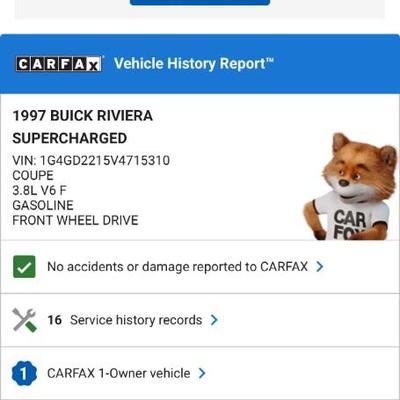 Buick page one of car fax 