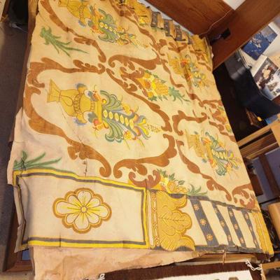 approx 1920's - 40's Leather Hand Painted Theater Screen