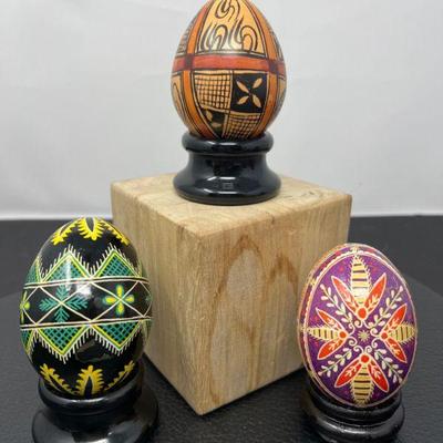 17 Trio Hand Painted Eggs