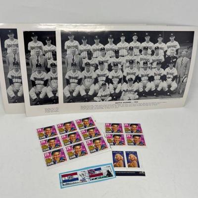 107 1952 Rainier Baseball Team & Elvis and Marilyn Monroe Stamps