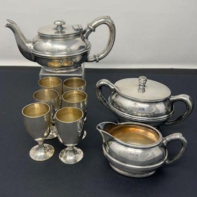 69 Silver Soldered USN Teapot & Service