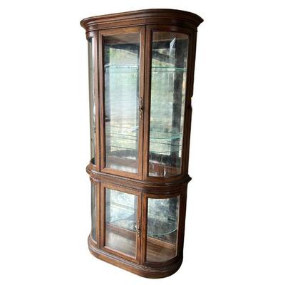 45 Bow Front Two Section Lighted China Cabinet - Bellevue Pickup