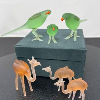 21 Glass Parrots and Camels - India
