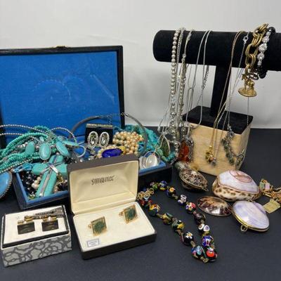 111 Millefiori Moretti Glass Bead Necklace & Case of Fashion Jewelry MORE