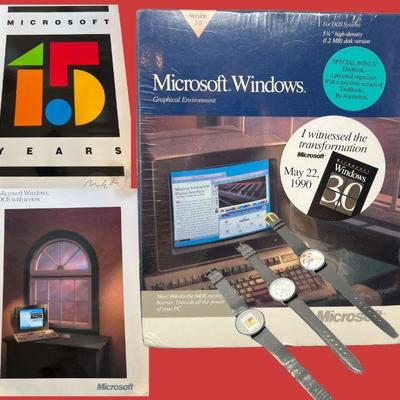 39 Unopened 1990 First Issue MS Windows 3.0, Posters & Watches	