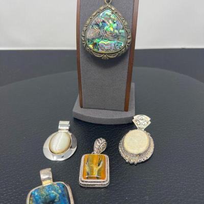 63 Five Designer Precious Stone Pendants
