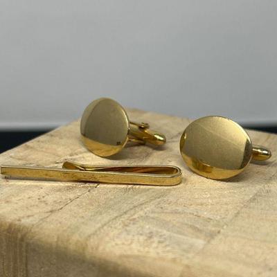 4 Vintage 14K Gold Cufflinks & Tie Slide  11g