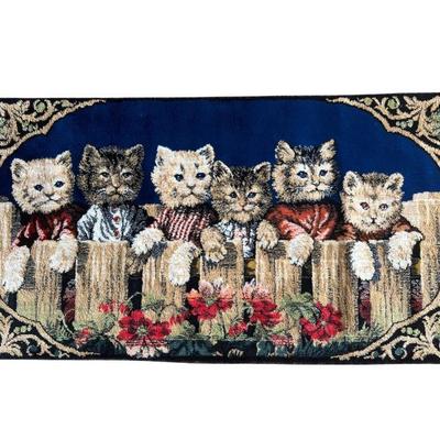 75 Antique Chenille Cat Tapestry