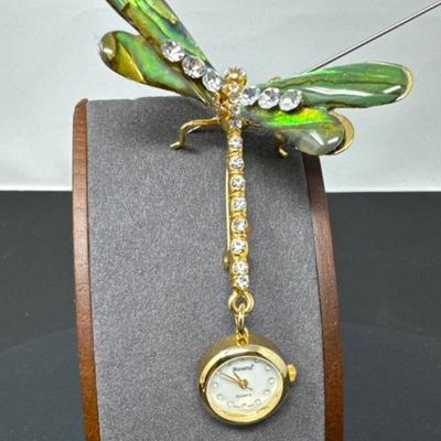 19 Bonetto Dragonfly Trembler Brooch/Clock