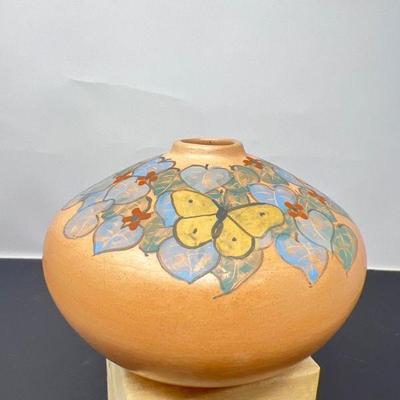 83 Tiburcio Santa Cruz Hand Painted Clay Vase