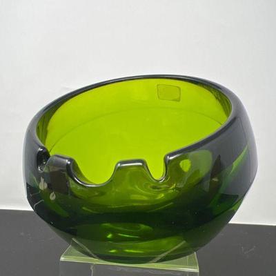 27 Vintage Green Glass Viking Ashtray Bowl