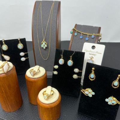 26 Gold Filled Chains & Moonstone Earrings, Pendants & Rings