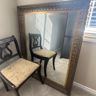 Large mirror; accent chair