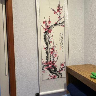 Plum - “Four Gentlemen” aka Four Noble Ones - classic theme of Chinese Art watercolor on silk.  Each panel is 56x15