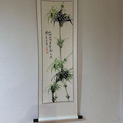 Bamboo - “Four Gentlemen” aka Four Noble Ones - classic theme of Chinese Art watercolor on silk.  Each panel is 56x15
