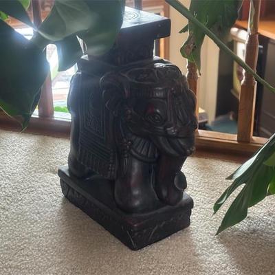 Vintage wood carved Elephant Plant Stand.
