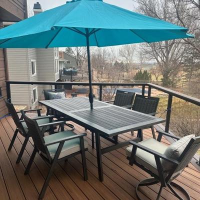 Upper deck Palermo 85" x 42" Rectangular Dining Table with Umbrella Hole by Ebel
