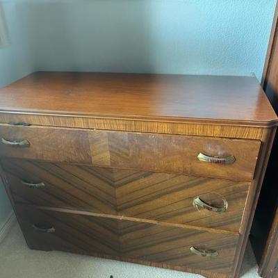 Vintage 1930s Art  Deco Waterfall Dresser