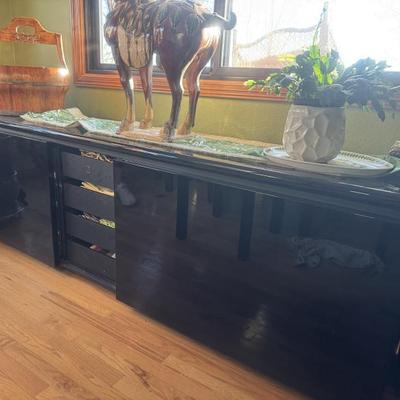 Italian black lacquer credenza