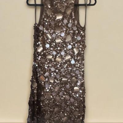 Adrianna Papell Collection Ladies size 14 Mesh Paillette tank dress Bronze