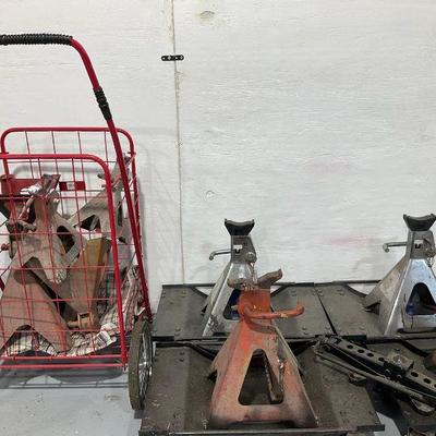Heavy duty jack stands utility cart bundle