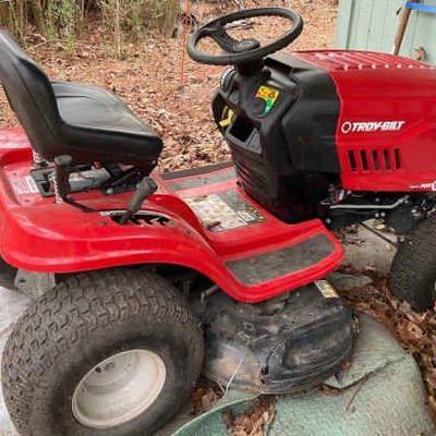 Troy bilt pony 42 riding lawn mower with loyal multi use harrow