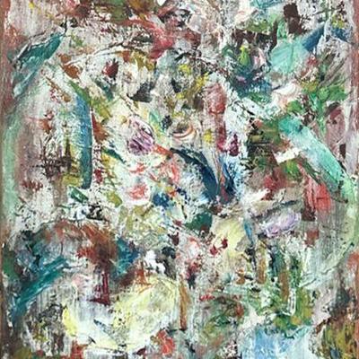 Painting - Abstract Contemporary | Abstract contemporary painting. Not signed by artist. - h. 30 x w. 15.5 in

