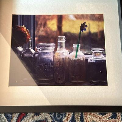 Framed Print - Mason Jars | Framed and matted print of mason jars on a windowsill - h. 13 x w. 14 x d. 1.5 in

