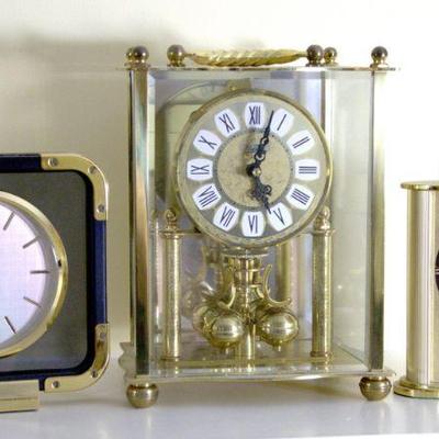 (3pc) Linden Desk & Carriage Clocks | Set of three Linden desk and carriage clocks.

