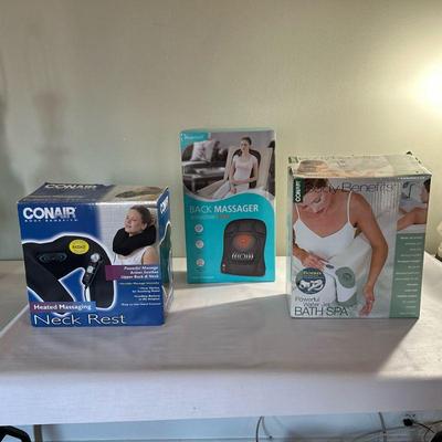 (3pc) Electric Neck Massagers | Assortment of neck massagers including Conair neck rest and more.


