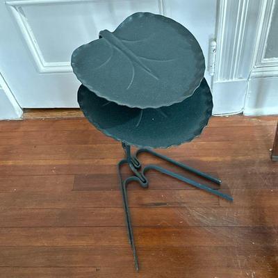 (2pc) Salterini Lily Pad Nesting Tables | Pair of vintage (1960's) Salterini "Lily Pad" metal nesting tables. - h. 22 x w....